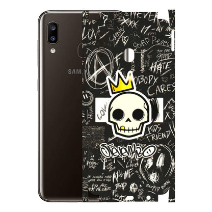 Samsung A/S Series Phone Skins (All Models) - Funny Skull Black Chalk Grafitti - 3D Embossed Finish (L-22) Samsung Galaxy A20