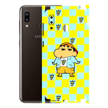 Samsung A/S Series Phone Skins (All Models) - Yellow Blue Shinchan Cute - 3D Embossed Finish (L-221) Samsung Galaxy A20