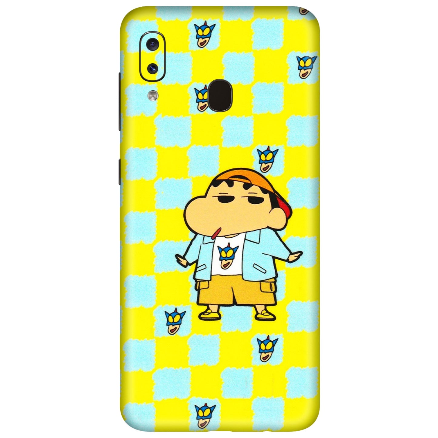 Samsung A/S Series Phone Skins (All Models) - Yellow Blue Shinchan Cute - 3D Embossed Finish (L-221) Samsung Galaxy A20
