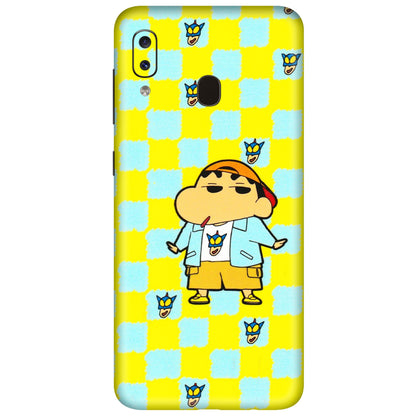Samsung A/S Series Phone Skins (All Models) - Yellow Blue Shinchan Cute - 3D Embossed Finish (L-221) Samsung Galaxy A20