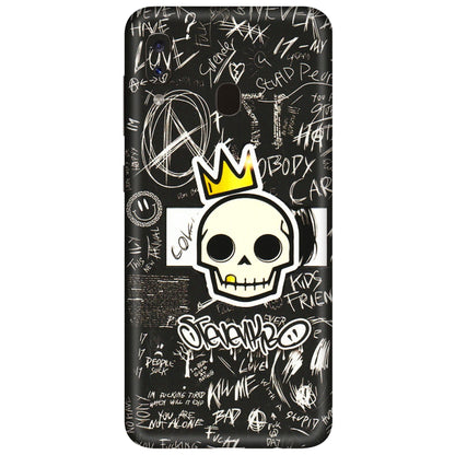 Samsung A/S Series Phone Skins (All Models) - Funny Skull Black Chalk Grafitti - 3D Embossed Finish (L-22) Samsung Galaxy A20