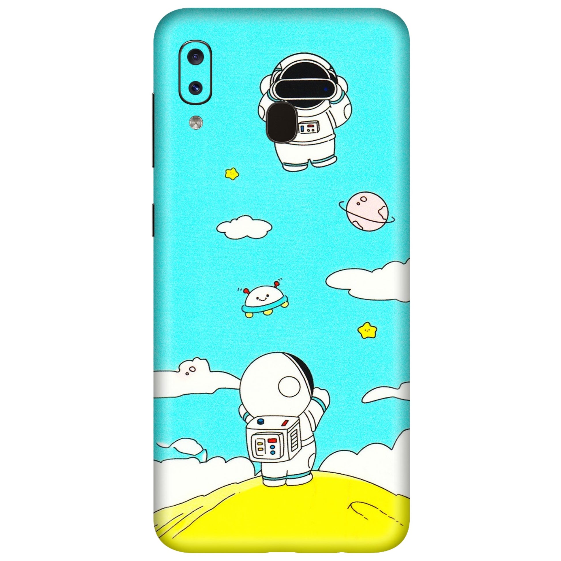 Samsung A/S Series Phone Skins (All Models) - Blue Skies Astro Float - 3D Embossed Finish (L-230) Samsung Galaxy A20