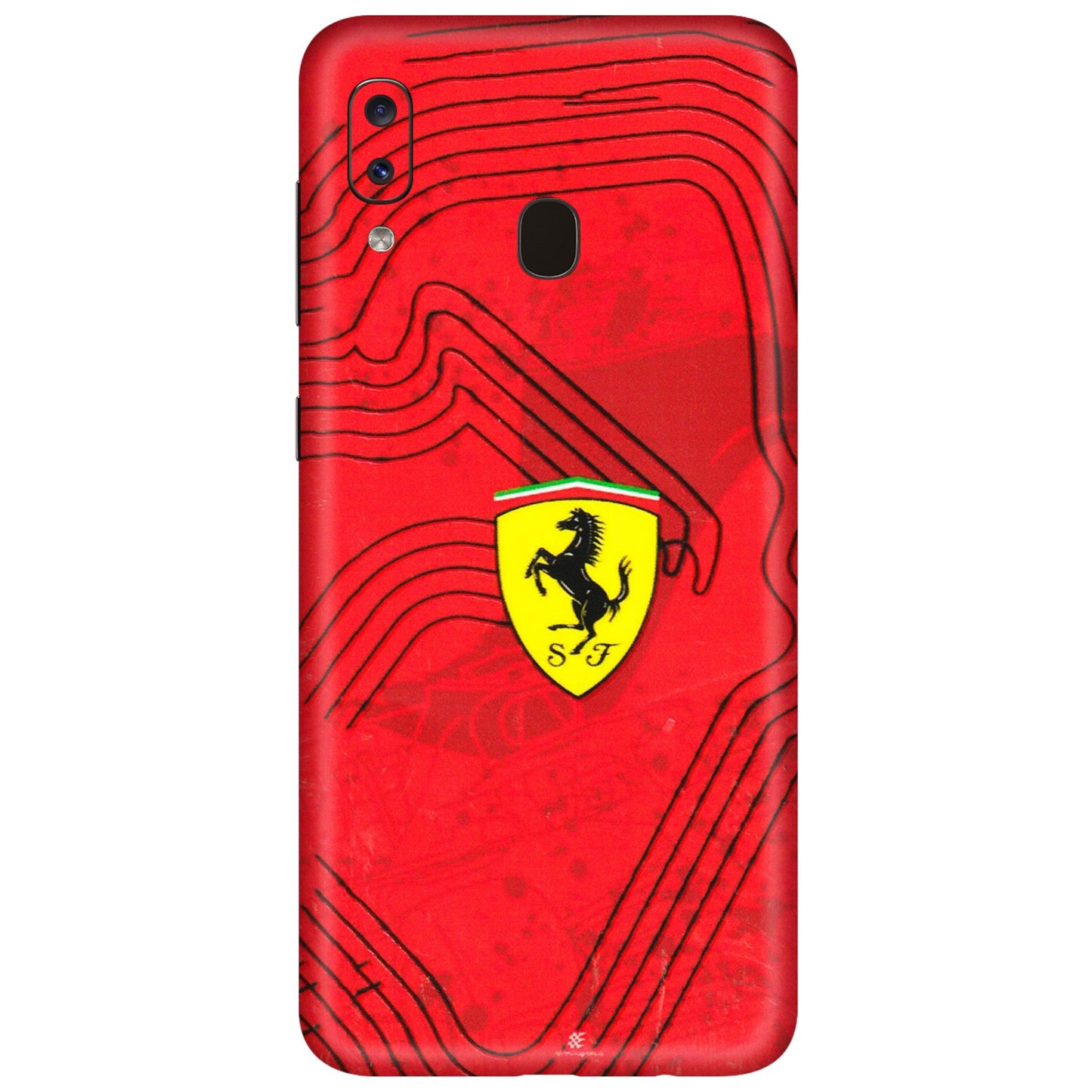 Samsung A/S Series Phone Skins (All Models) - Red Ferrari Logo Stylish - 3D Embossed Finish (L-238) Samsung Galaxy A20
