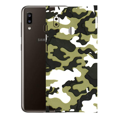 Samsung A/S Series Phone Skins (All Models) - Camouflages White And Green - 3D Embossed Finish (L-243) Samsung Galaxy A20