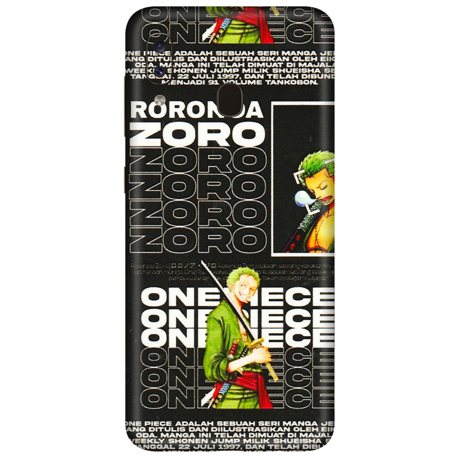 Samsung A/S Series Phone Skins (All Models) - One Piece Zoro - 3D Embossed Finish (L-250) Samsung Galaxy A20