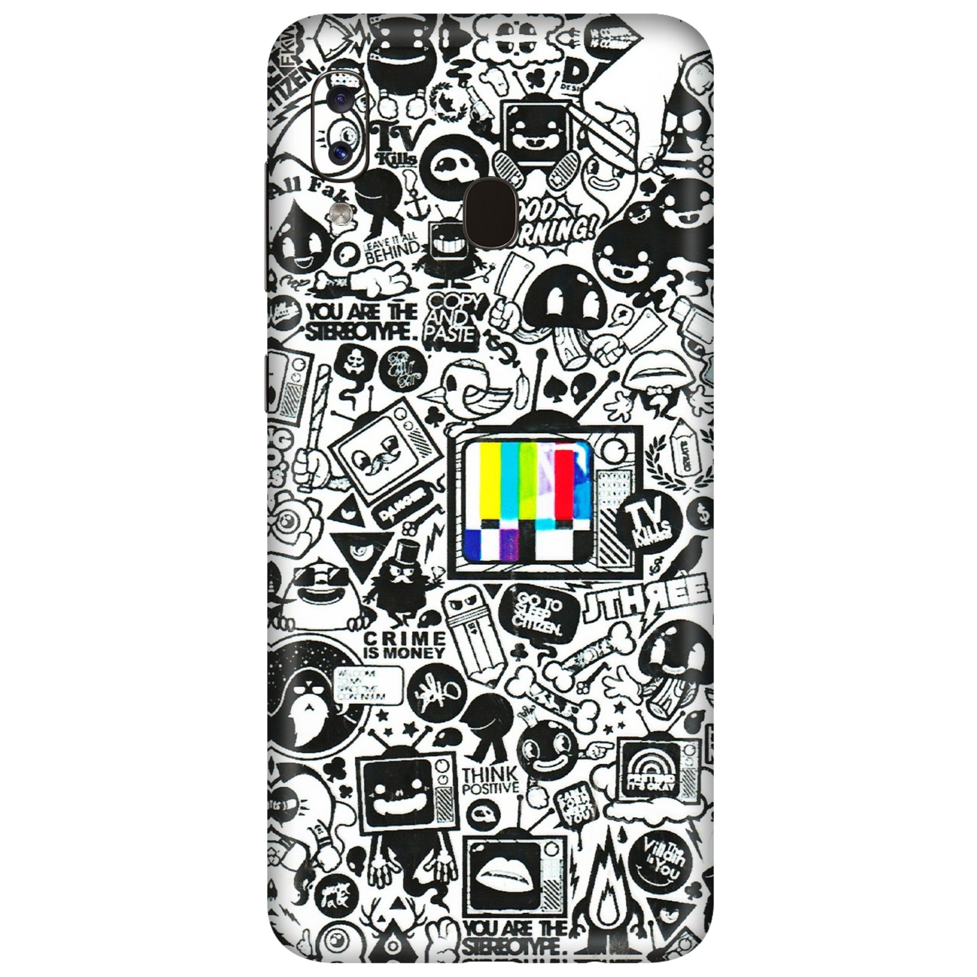 Samsung A/S Series Phone Skins (All Models) - Doodles Positive Art - 3D Embossed Finish (L-263) Samsung Galaxy A20