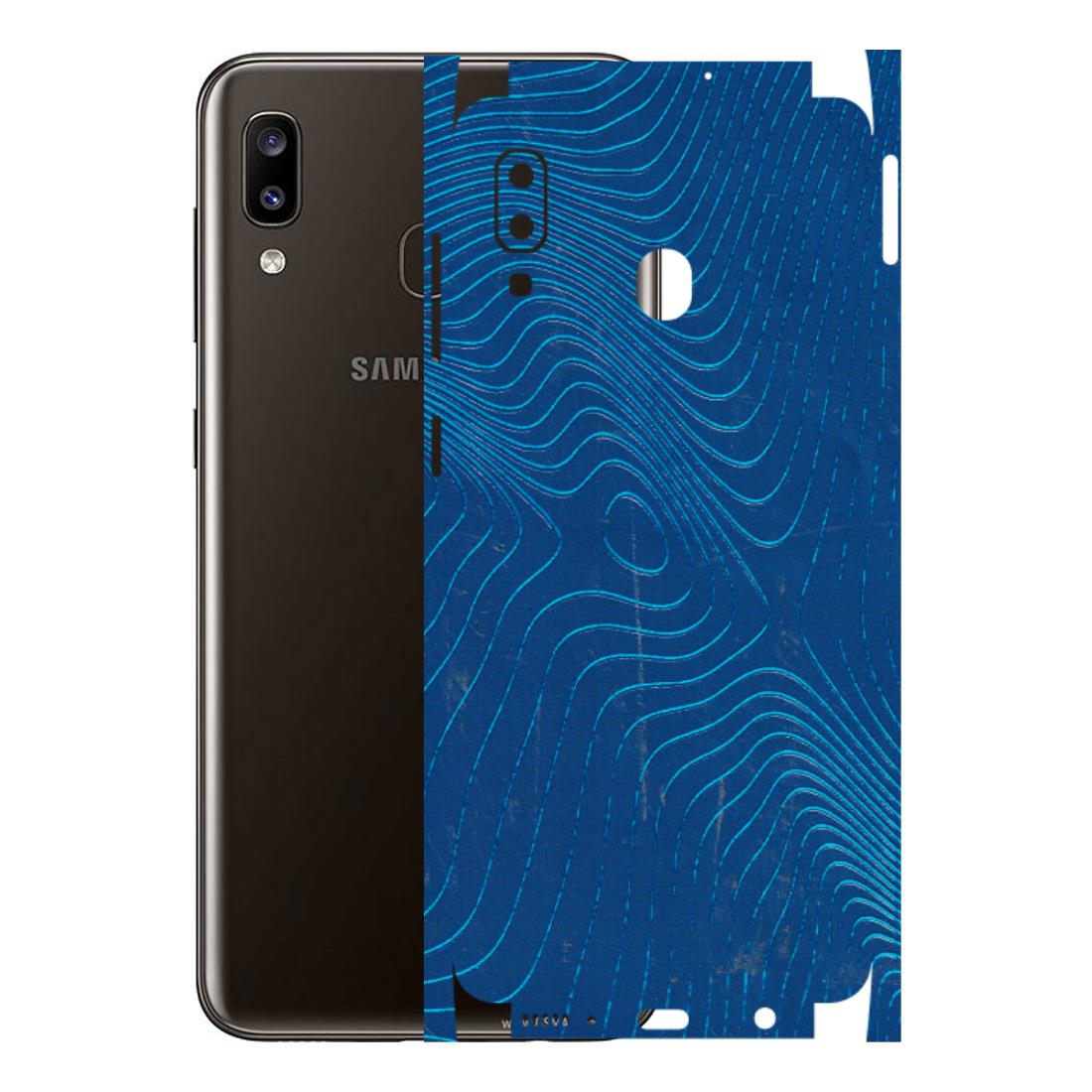 Samsung A/S Series Phone Skins (All Models) - Abstract Blue Line Map - 3D Embossed Finish (L-272) Samsung Galaxy A20