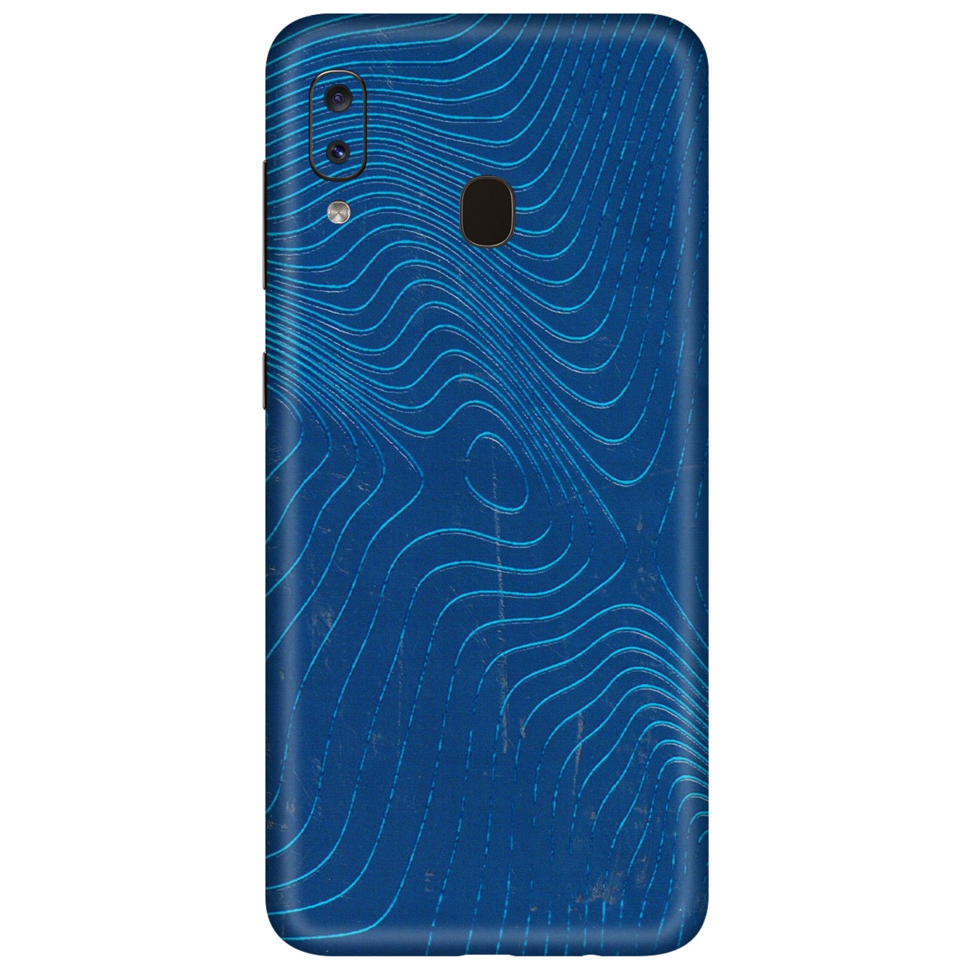 Samsung A/S Series Phone Skins (All Models) - Abstract Blue Line Map - 3D Embossed Finish (L-272) Samsung Galaxy A20