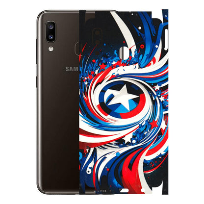 Samsung A/S Series Phone Skins (All Models) - Captain America Logo - 3D Embossed Finish (L-307) Samsung Galaxy A20