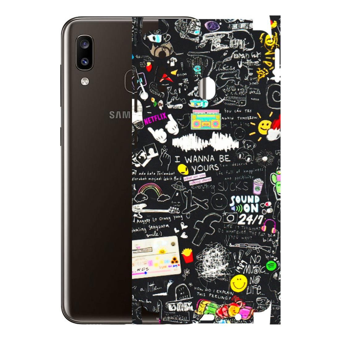 Samsung A/S Series Phone Skins (All Models) - Black Creatives Doodles - 3D Embossed Finish (L-311) Samsung Galaxy A20