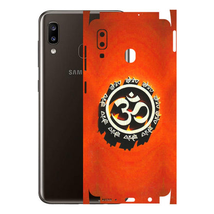 Samsung A/S Series Phone Skins (All Models) - Aum Shiv Orange - 3D Embossed Finish (L-32) Samsung Galaxy A20
