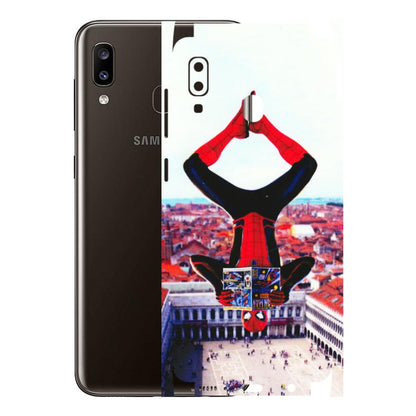 Samsung A/S Series Phone Skins (All Models) - Spiderman Hanging - 3D Embossed Finish (L-53) Samsung Galaxy A20