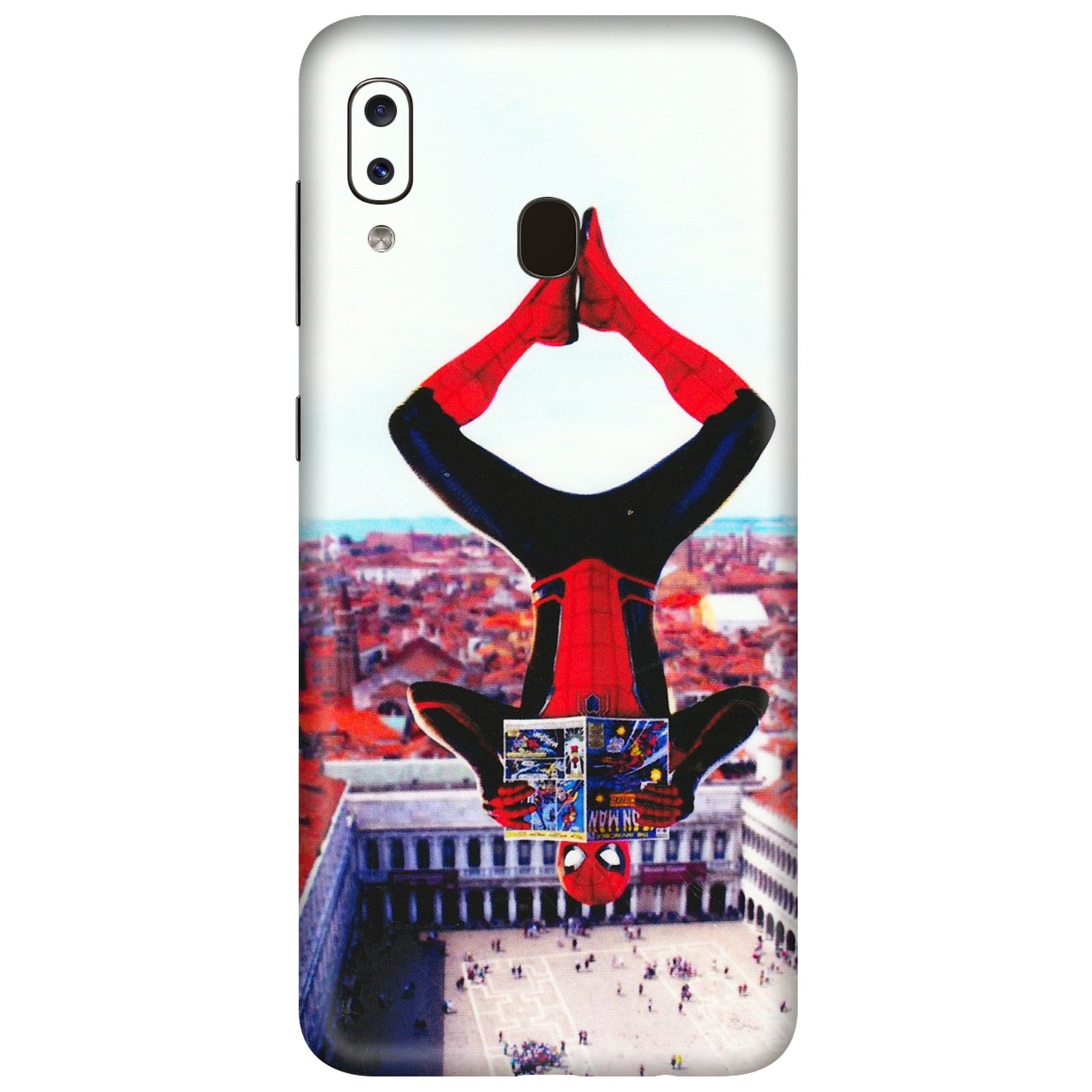Samsung A/S Series Phone Skins (All Models) - Spiderman Hanging - 3D Embossed Finish (L-53) Samsung Galaxy A20