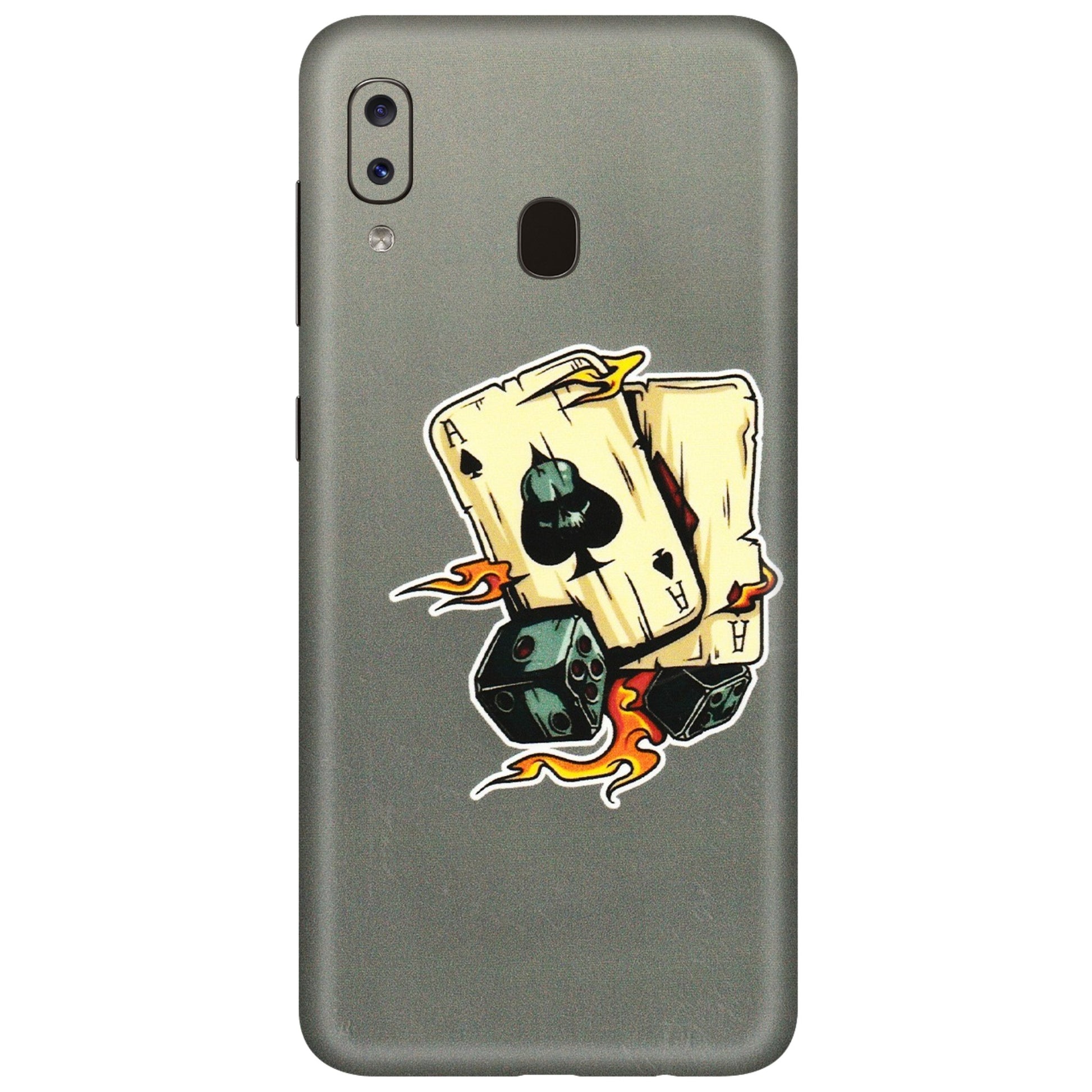 Samsung A/S Series Phone Skins (All Models) - Grey Cards Of Ace - 3D Embossed Finish (L-77) Samsung Galaxy A20