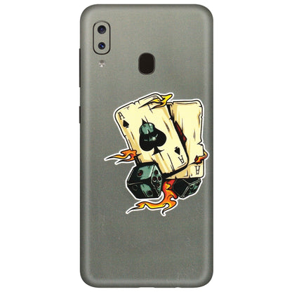 Samsung A/S Series Phone Skins (All Models) - Grey Cards Of Ace - 3D Embossed Finish (L-77) Samsung Galaxy A20