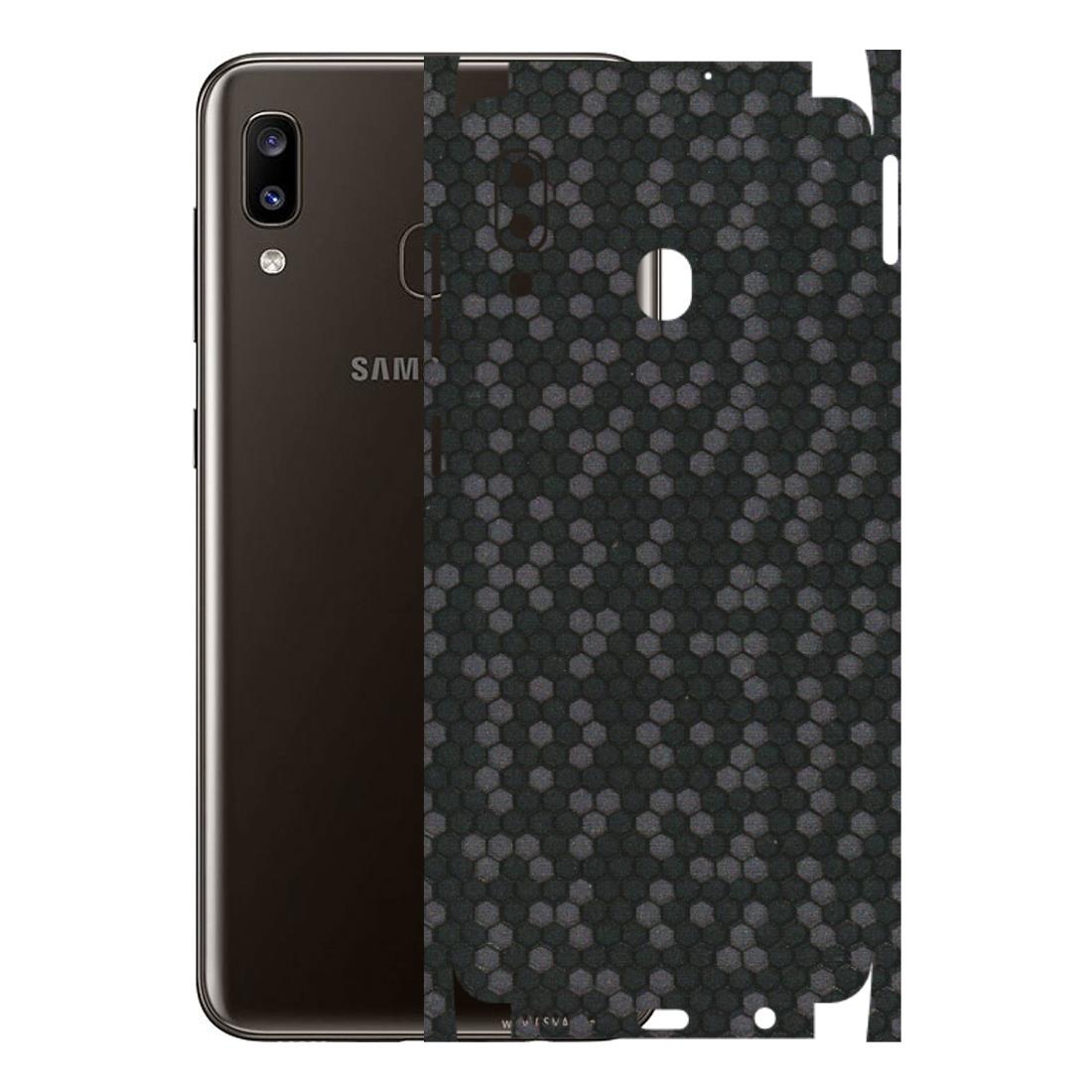 Samsung A/S Series Phone Skins (All Models) - Black Grey Honeycomb Sober - 3D Embossed Finish (L-85) Samsung Galaxy A20
