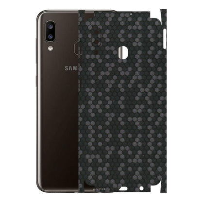 Samsung A/S Series Phone Skins (All Models) - Black Grey Honeycomb Sober - 3D Embossed Finish (L-85) Samsung Galaxy A20