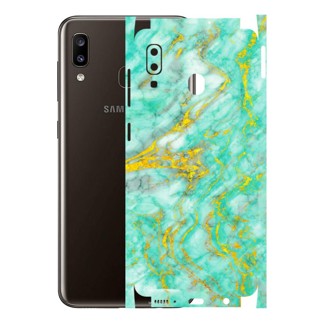 Samsung A/S Series Phone Skins (All Models) - Green And Gold Marble Feel - Matte Finish (M-16) Samsung Galaxy A20