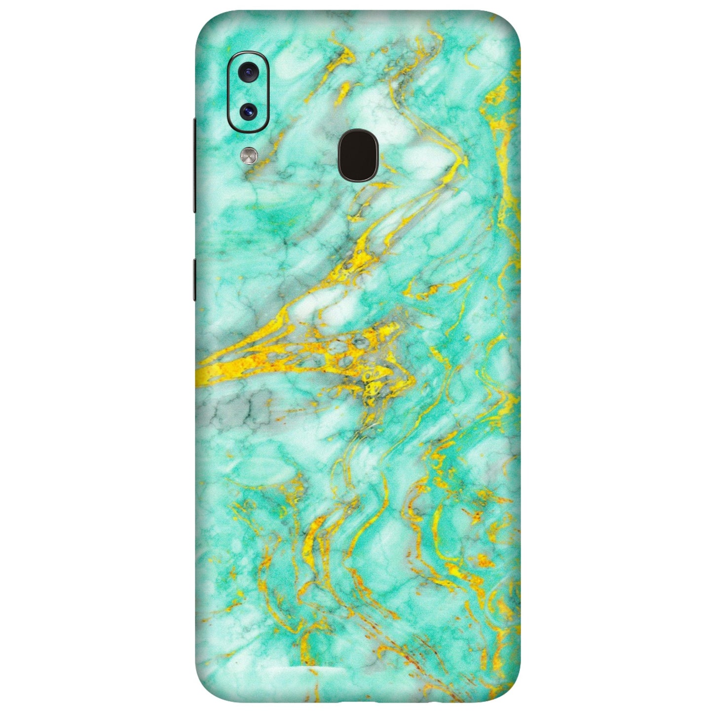 Samsung A/S Series Phone Skins (All Models) - Green And Gold Marble Feel - Matte Finish (M-16) Samsung Galaxy A20