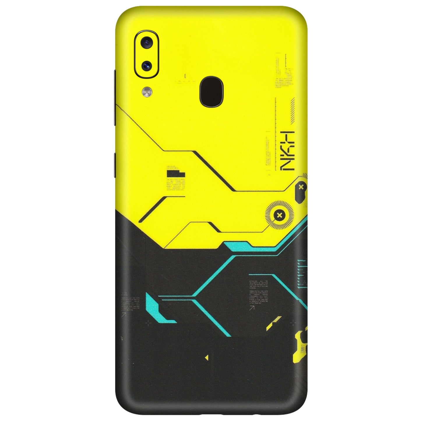 Samsung A/S Series Phone Skins (All Models) - Black Yellow Technica - Matte Finish (M-53) Samsung Galaxy A20