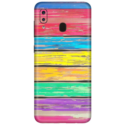 Samsung A/S Series Phone Skins (All Models) - Multi Colour Wooden Wall - Matte Finish (M-96) Samsung Galaxy A20