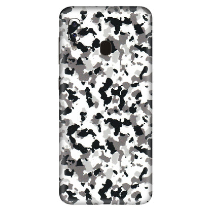 Samsung A/S Series Phone Skins (All Models) - White Black Camouflage - 3D Embossed Finish (L-18) Samsung Galaxy A20S