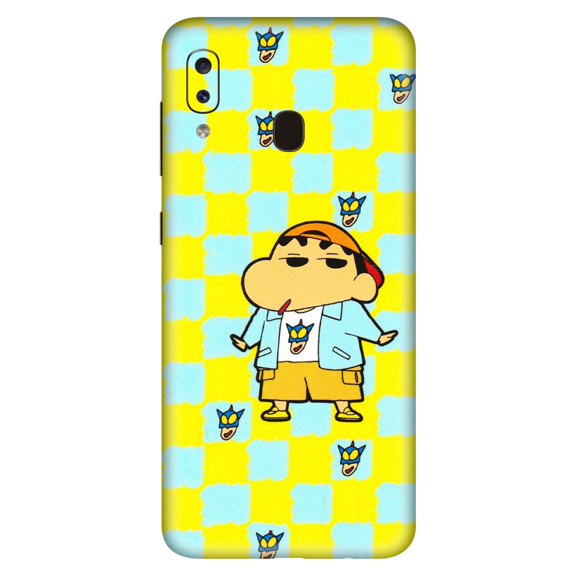 Samsung A/S Series Phone Skins (All Models) - Yellow Blue Shinchan Cute - 3D Embossed Finish (L-221) Samsung Galaxy A20S