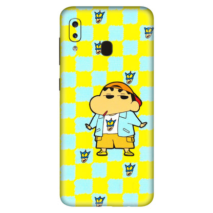 Samsung A/S Series Phone Skins (All Models) - Yellow Blue Shinchan Cute - 3D Embossed Finish (L-221) Samsung Galaxy A20S