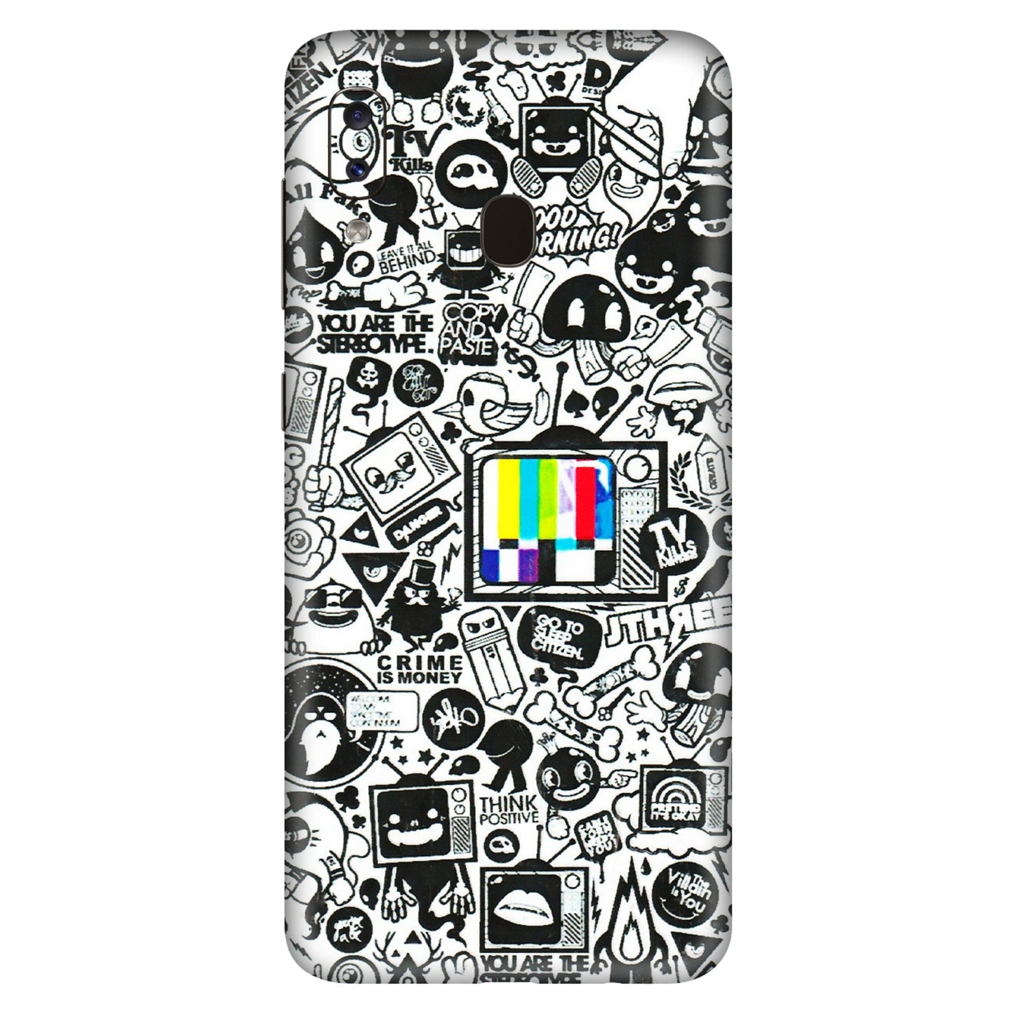 Samsung A/S Series Phone Skins (All Models) - Doodles Positive Art - 3D Embossed Finish (L-263) Samsung Galaxy A20S