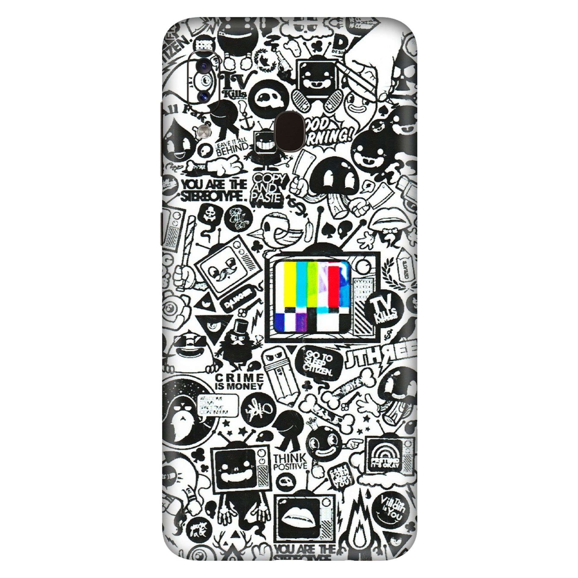 Samsung A/S Series Phone Skins (All Models) - Doodles Positive Art - 3D Embossed Finish (L-263) Samsung Galaxy A20S