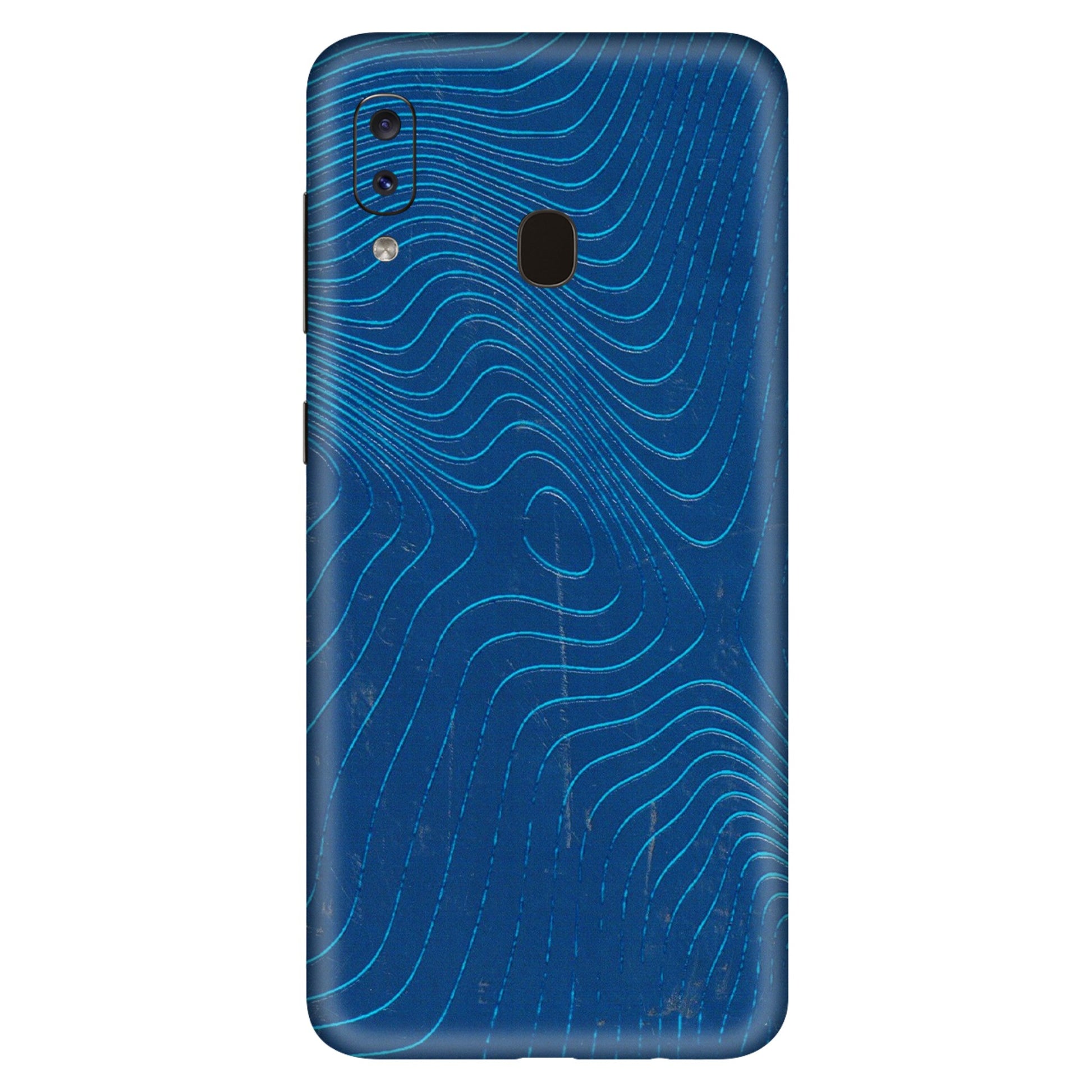 Samsung A/S Series Phone Skins (All Models) - Abstract Blue Line Map - 3D Embossed Finish (L-272) Samsung Galaxy A20S