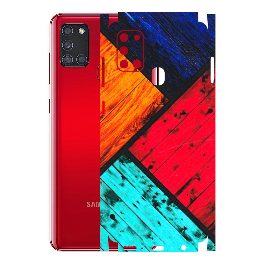 Samsung A/S Series Phone Skins (All Models) - Colourful Wood Panels Abstract - 3D Embossed Finish (L-09) Samsung Galaxy A21S