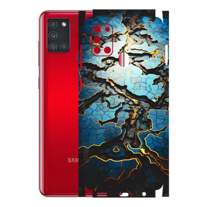 Samsung A/S Series Phone Skins (All Models) - Blue Gold Abstract - 3D Embossed Finish (L-11) Samsung Galaxy A21S