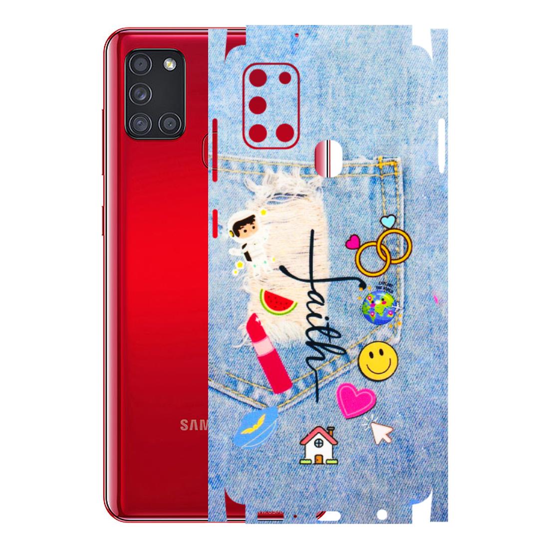 Samsung A/S Series Phone Skins (All Models) - Denim Jeans Pocket - 3D Embossed Finish (L-134) Samsung Galaxy A21S