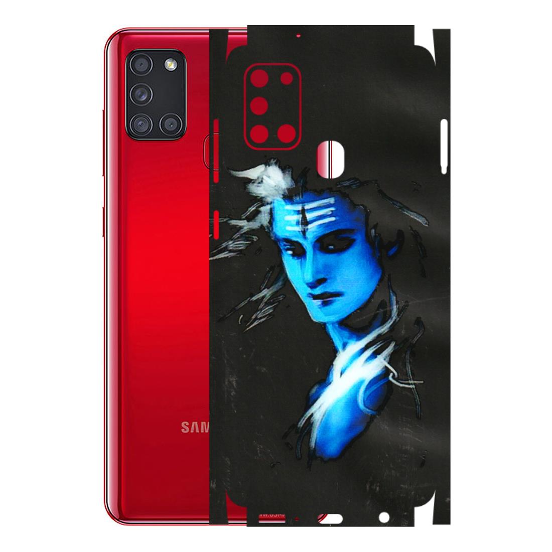 Samsung A/S Series Phone Skins (All Models) - Har Har Mahadev Blue/Black - 3D Embossed Finish (L-185) Samsung Galaxy A21S