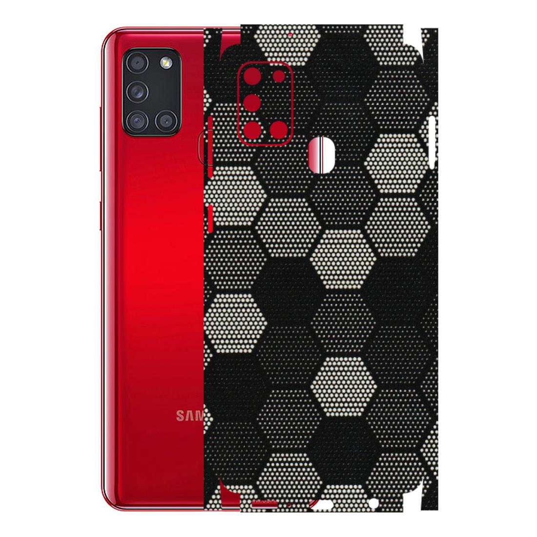 Samsung A/S Series Phone Skins (All Models) - Black & White Dotted Honeycomb Texture - 3D Embossed Finish (L-202) Samsung Galaxy A21S