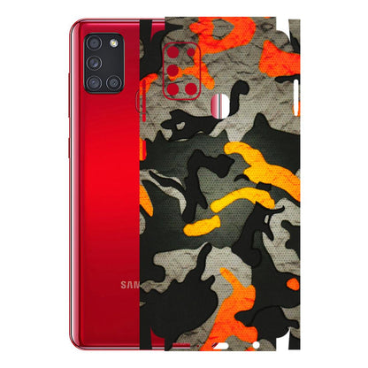 Samsung A/S Series Phone Skins (All Models) - Orange Camouflage - 3D Embossed Finish (L-204) Samsung Galaxy A21S