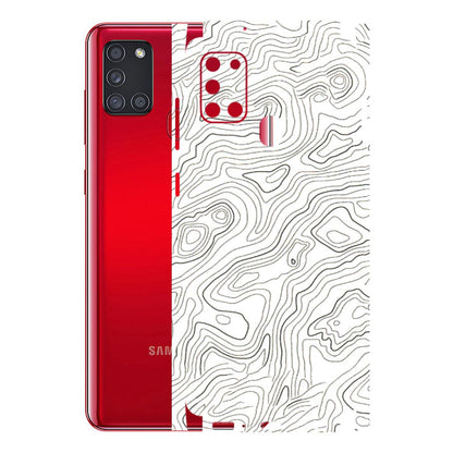 Samsung A/S Series Phone Skins (All Models) - White Black Swirls - 3D Embossed Finish (L-219) Samsung Galaxy A21S