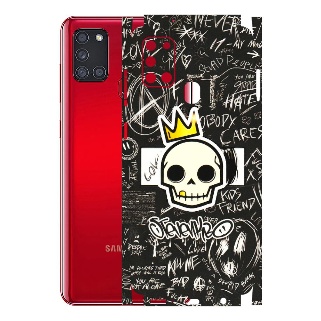 Samsung A/S Series Phone Skins (All Models) - Funny Skull Black Chalk Grafitti - 3D Embossed Finish (L-22) Samsung Galaxy A21S