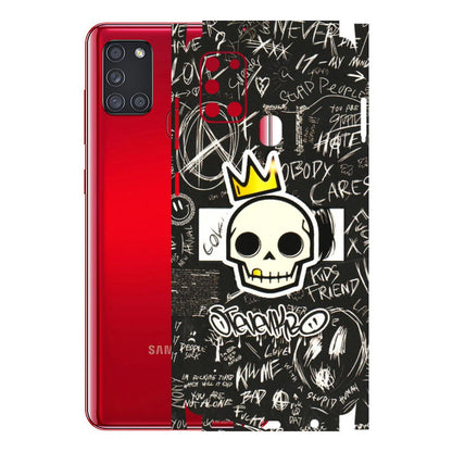 Samsung A/S Series Phone Skins (All Models) - Funny Skull Black Chalk Grafitti - 3D Embossed Finish (L-22) Samsung Galaxy A21S