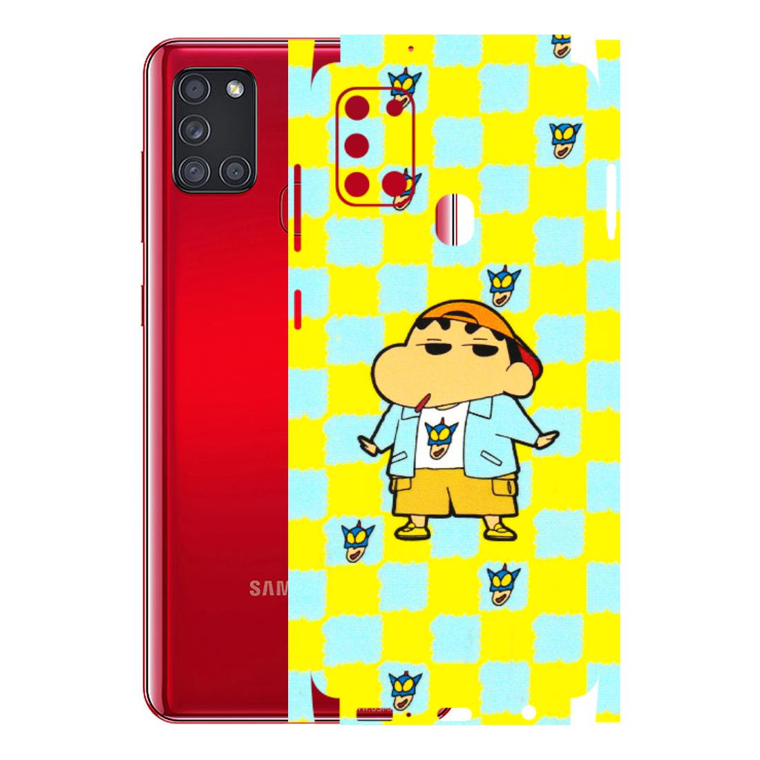 Samsung A/S Series Phone Skins (All Models) - Yellow Blue Shinchan Cute - 3D Embossed Finish (L-221) Samsung Galaxy A21S