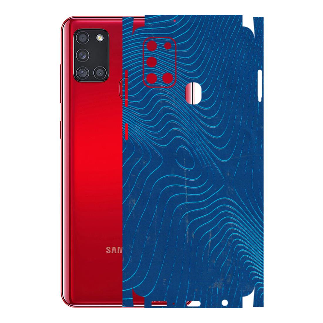 Samsung A/S Series Phone Skins (All Models) - Abstract Blue Line Map - 3D Embossed Finish (L-272) Samsung Galaxy A21S