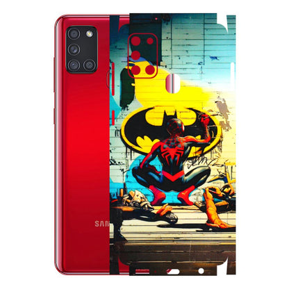 Samsung A/S Series Phone Skins (All Models) - New Spiderman Bat Logo - 3D Embossed Finish (L-309) Samsung Galaxy A21S