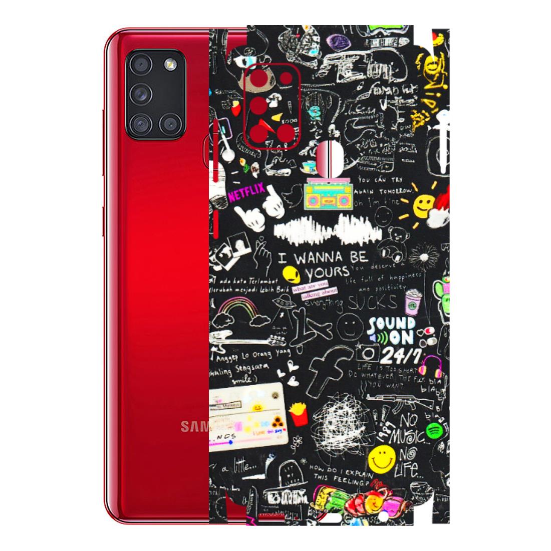 Samsung A/S Series Phone Skins (All Models) - Black Creatives Doodles - 3D Embossed Finish (L-311) Samsung Galaxy A21S