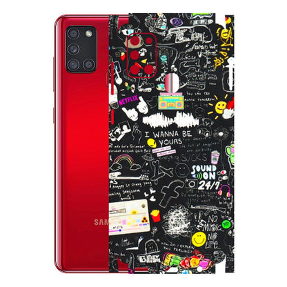 Samsung A/S Series Phone Skins (All Models) - Black Creatives Doodles - 3D Embossed Finish (L-311) Samsung Galaxy A21S