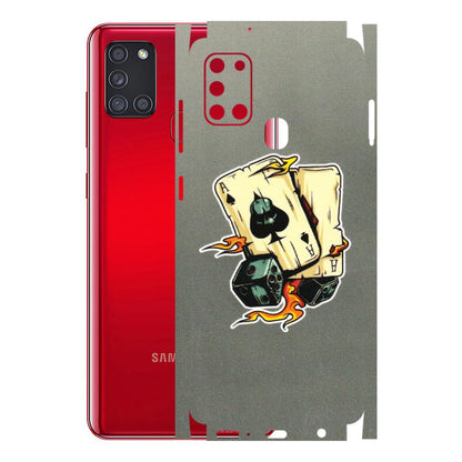 Samsung A/S Series Phone Skins (All Models) - Grey Cards Of Ace - 3D Embossed Finish (L-77) Samsung Galaxy A21S