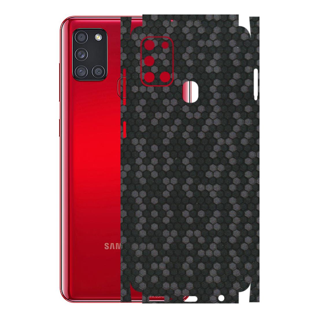 Samsung A/S Series Phone Skins (All Models) - Black Grey Honeycomb Sober - 3D Embossed Finish (L-85) Samsung Galaxy A21S