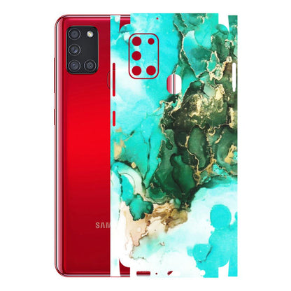 Samsung A/S Series Phone Skins (All Models) - The Blue Gold Marble - Matte Finish (M-124) Samsung Galaxy A21S