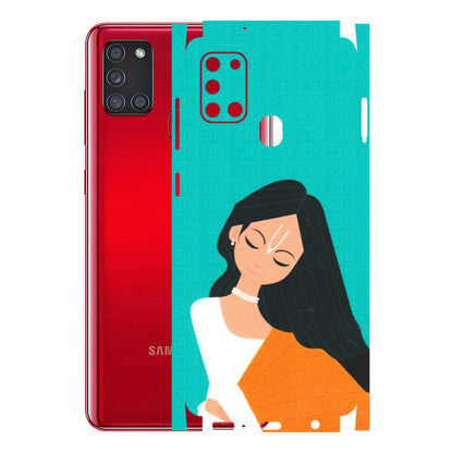 Samsung A/S Series Phone Skins (All Models) - Radhe Radhe With Hindu Symbol - Matte Finish (M-164) Samsung Galaxy A21S