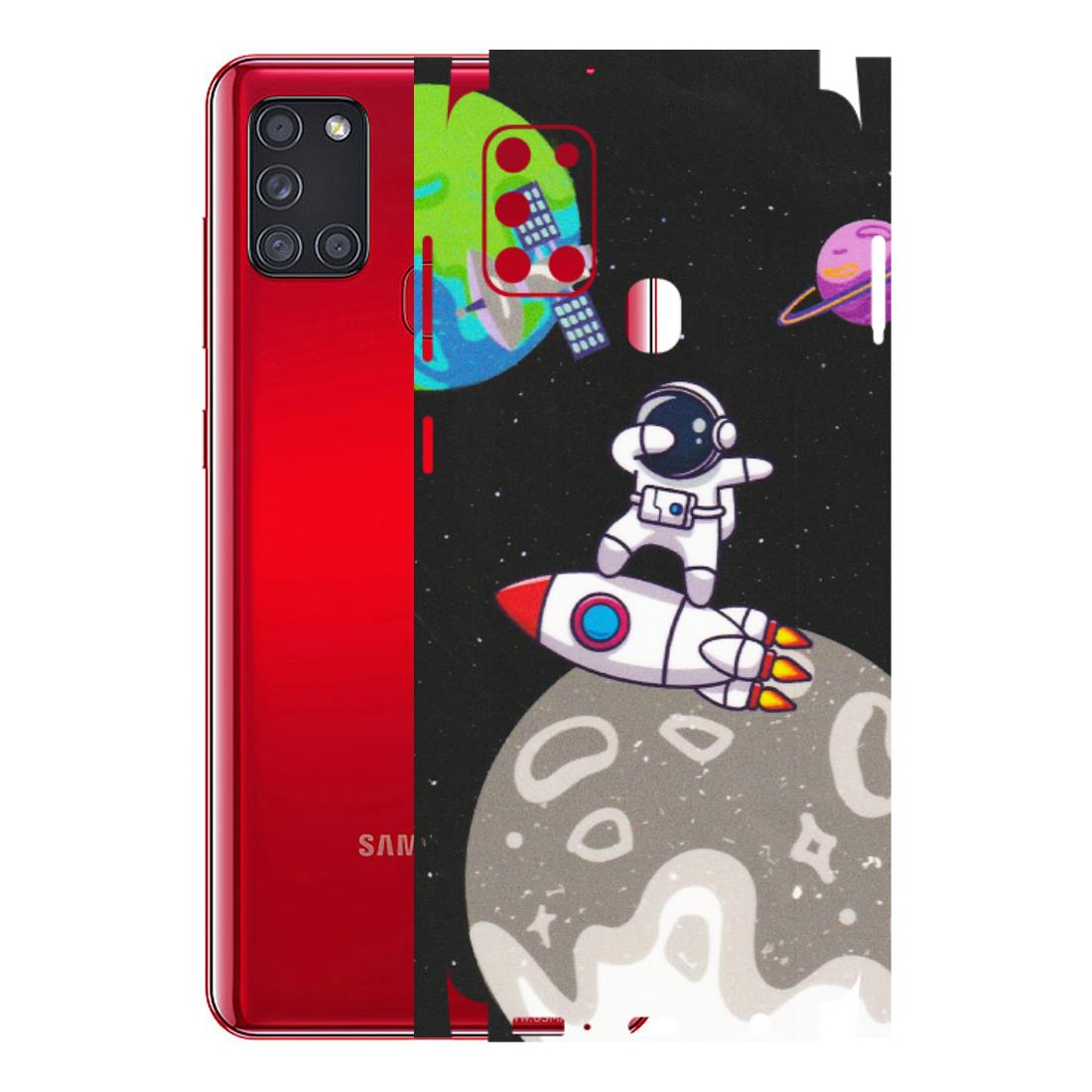 Samsung A/S Series Phone Skins (All Models) - Astronaut Vibing Toon Running - Matte Finish (M-39) Samsung Galaxy A21S